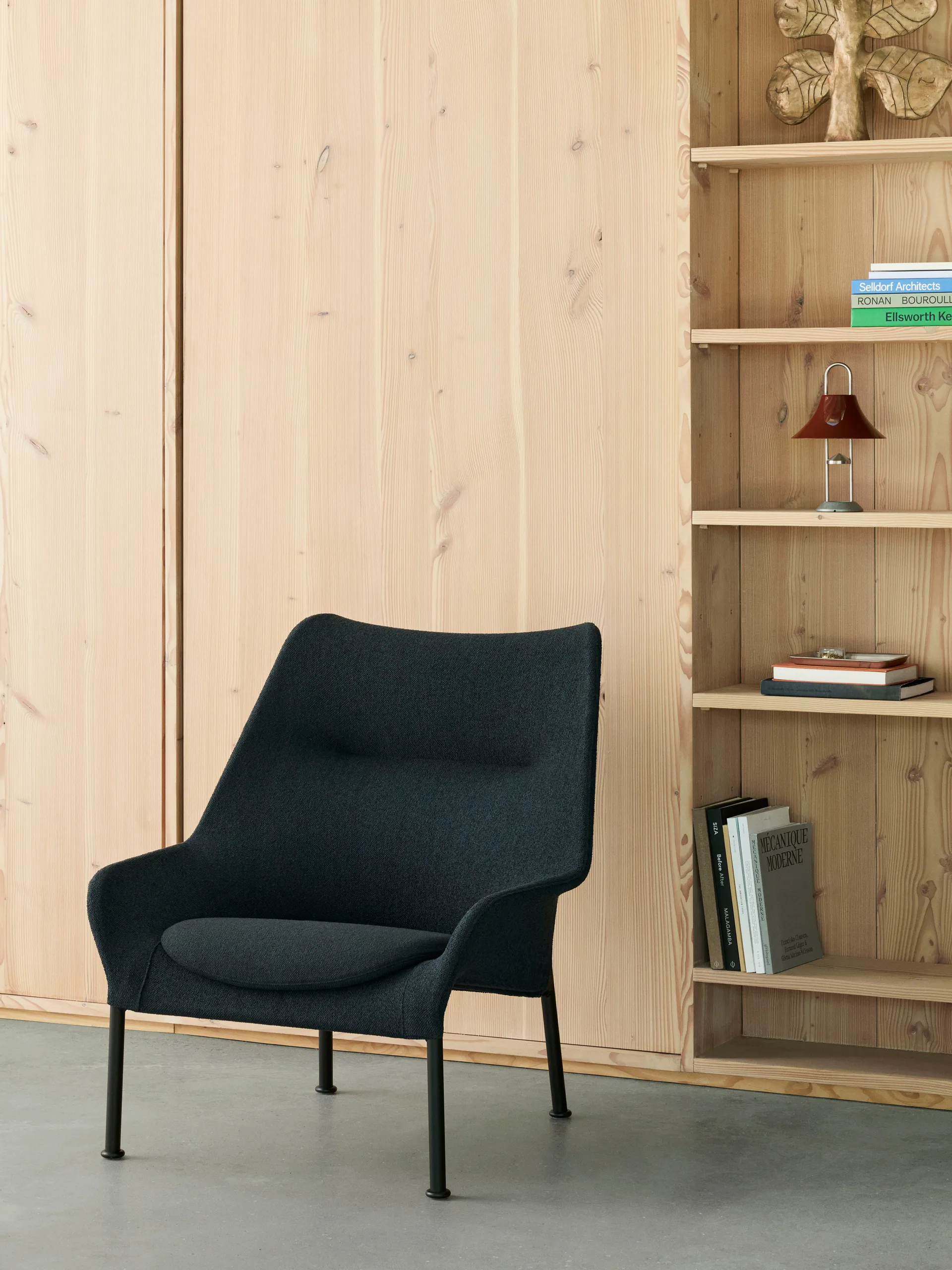 O2 Lounge Chair fåtölj, Soft black-svartlackerad stål HAY