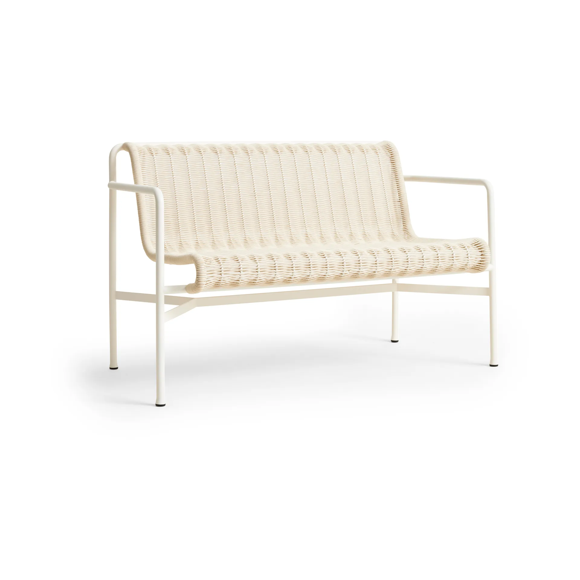 Palissade Cord Dining bänk med armstöd, Cream white HAY