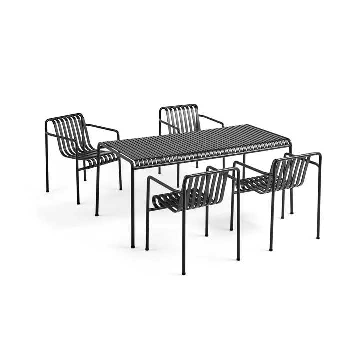 Palissade matgrupp 4 karmstolar 170x90 cm - Anthracite - HAY