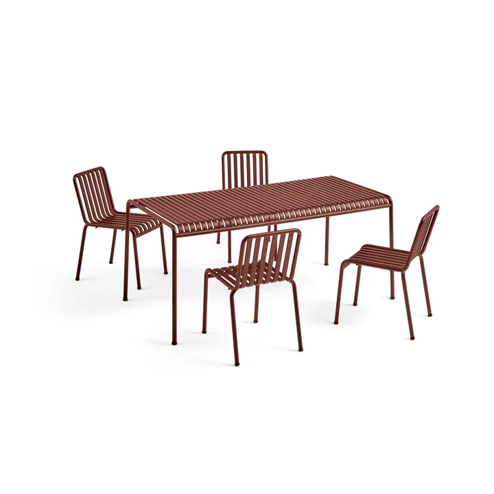 Palissade matgrupp 4 stolar 170x90 cm - Iron red - HAY