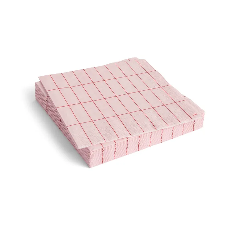 Pattern Dinner servett 40x40 cm 20-pack - Light pink-red grid - HAY