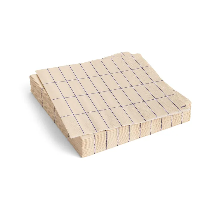 Pattern Lunch servett 33x33 cm 20-pack - Off white-blue grid - HAY