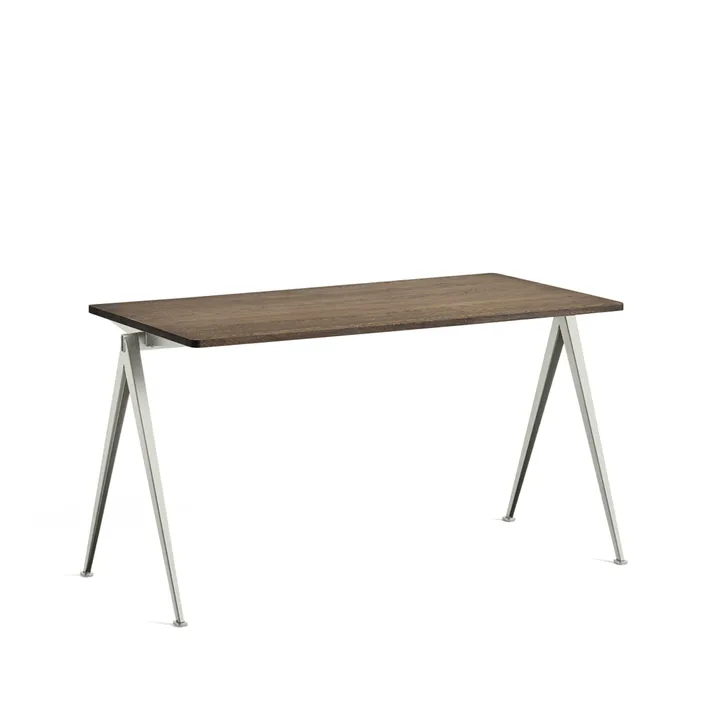 Pyramid 01 skrivbord - Oak smoked, 140x65cm, beige stålstativO - HAY