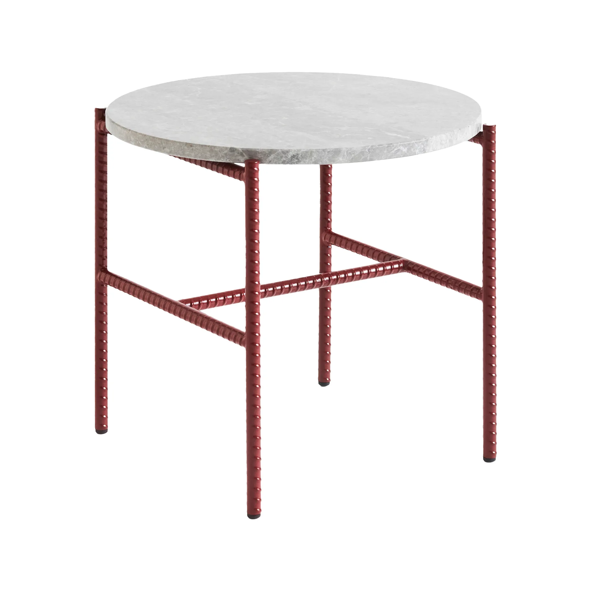 Rebar sidobord Ø45 cm, Grey marble-barn red HAY