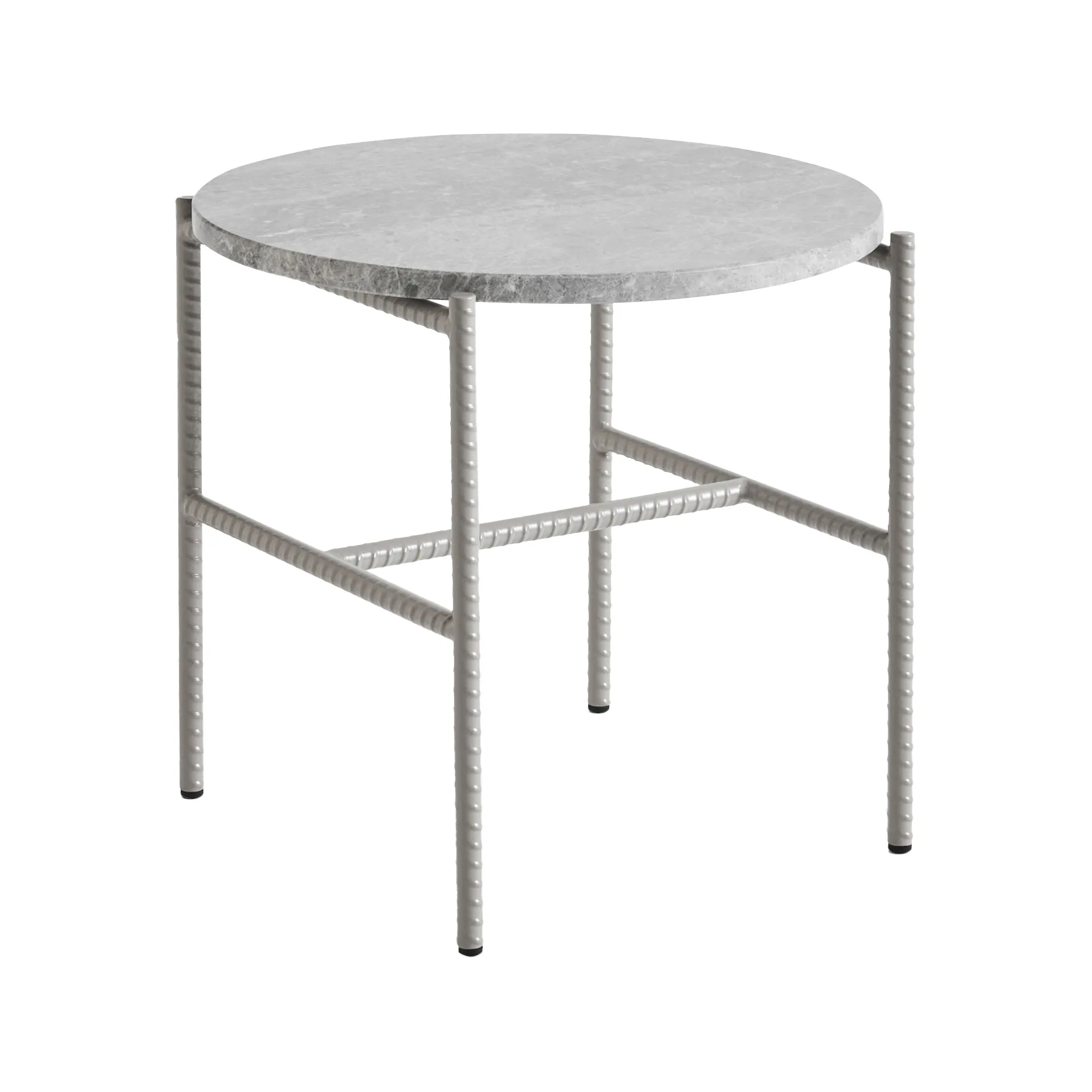 Rebar sidobord Ø45 cm, Grey marble-fossil HAY