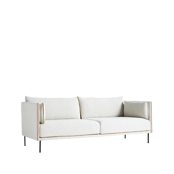 Silhouette 3-sits soffa - Beige-cognac piping-svart metallben - HAY