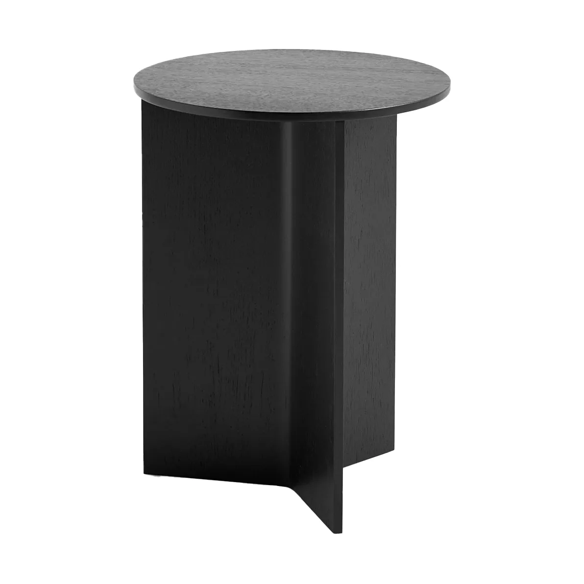 Slit high sidobord Ø35 cm, Black lacquered oak HAY