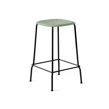 Soft Edge 30 Low barpall - Dusty green, svart stålstativ - HAY