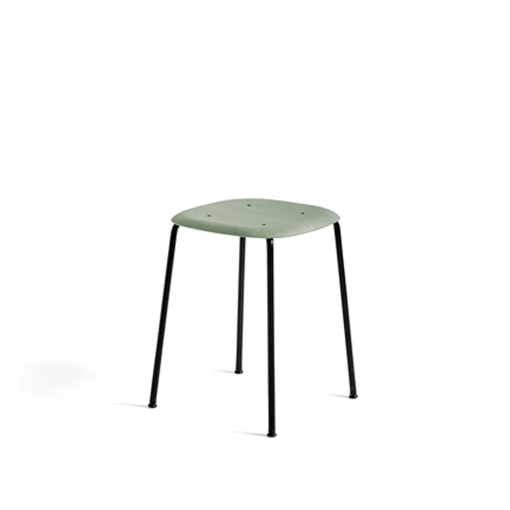 Soft Edge 70 pall, Dusty green-svart stålstativ HAY