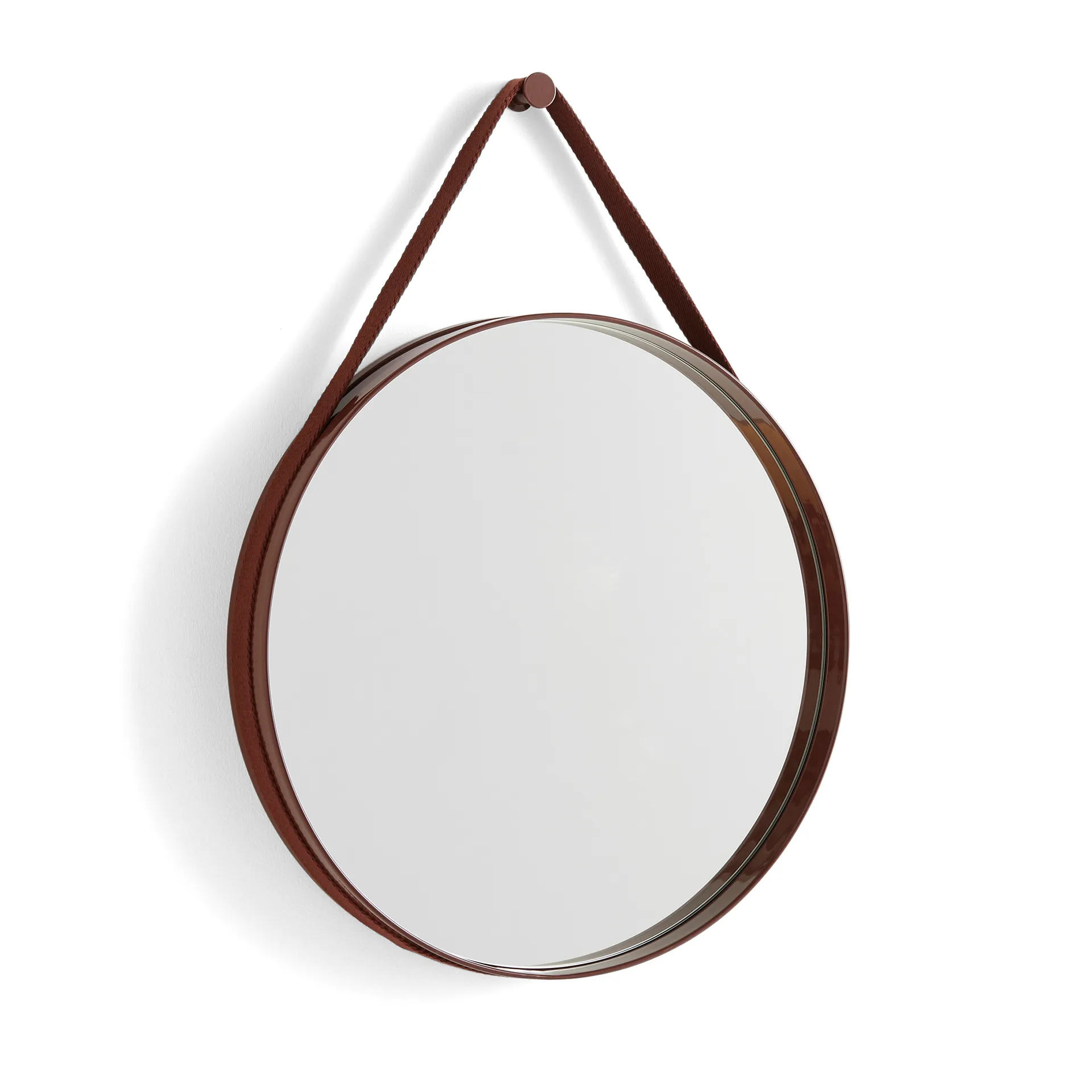 Strap Mirror spegel Ø50 cm, Dark brown HAY