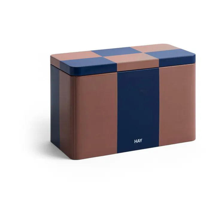Tin Container förvaringsburk medium, Brown-midnight blue HAY