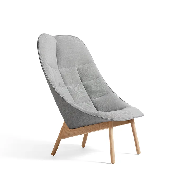 Uchiwa Quilt loungefåtölj - Steelcut trio 133 grey-ek-baksida remix 143 - HAY