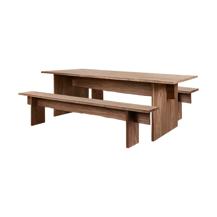 Bookmatch matbord med bänkar 220 cm - Valnöt - Hem