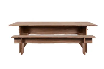 Bookmatch matbord med bänkar 220 cm - Valnöt - Hem