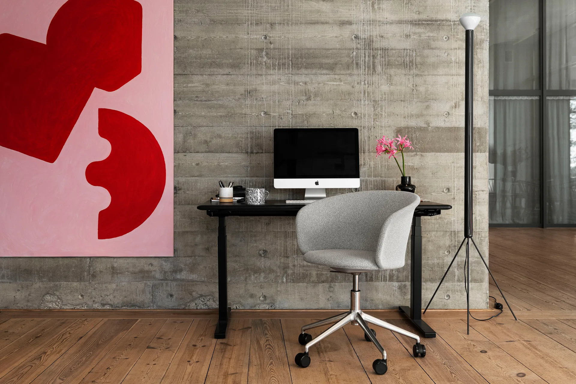 Kendo Swivel kontorsstol med 5 hjul, Porcelain-polished aluminium Hem