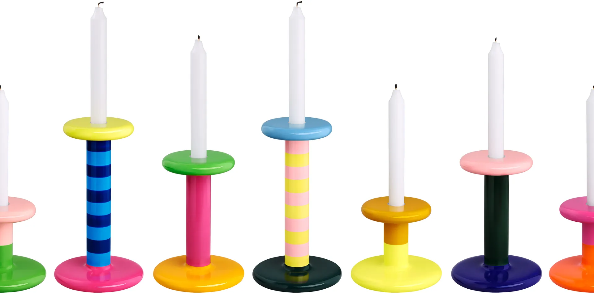 Pesa ljusstake High 23 cm, Pink-sulfur yellow stripe Hem