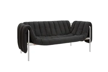 Puffy 2,5-sits soffa 205 cm - Anthracite-rostfritt stål - Hem