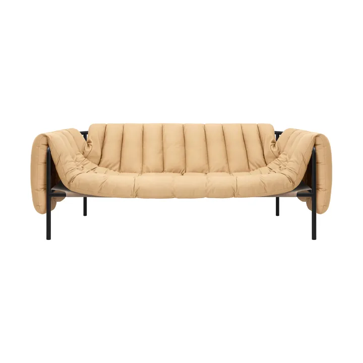 Puffy 2,5-sits soffa 205 cm - Sand leather-black grey - Hem