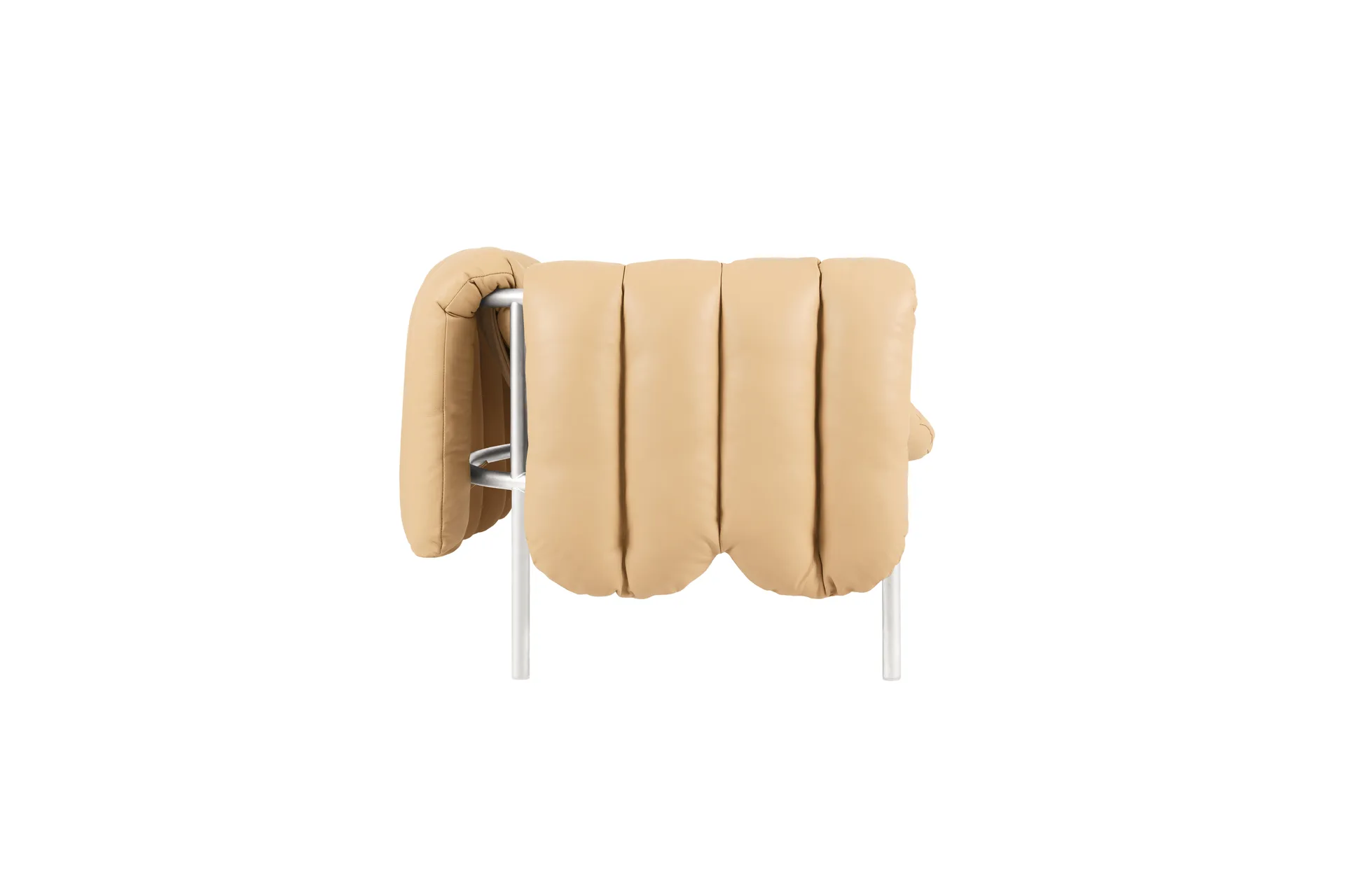 Puffy 2,5-sits soffa 205 cm, Sand leather-rostfritt stål Hem