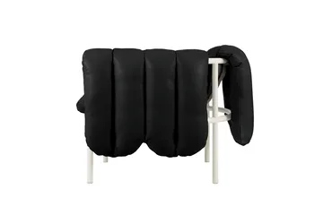Puffy loungefåtölj - Black leather-cream - Hem