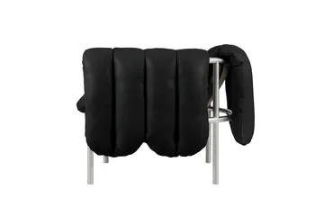 Puffy loungefåtölj - Black leather-rostfritt stål - Hem