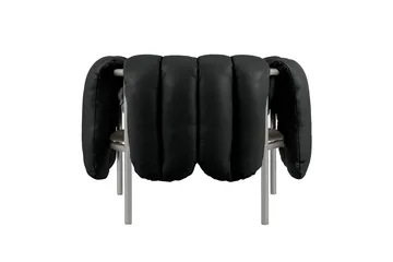 Puffy loungefåtölj - Black leather-rostfritt stål - Hem
