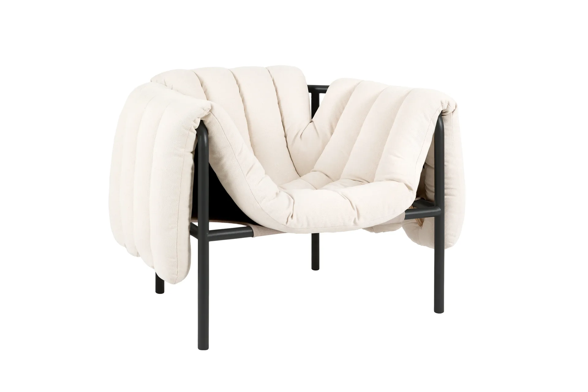 Puffy loungefåtölj, Natural-black grey Hem