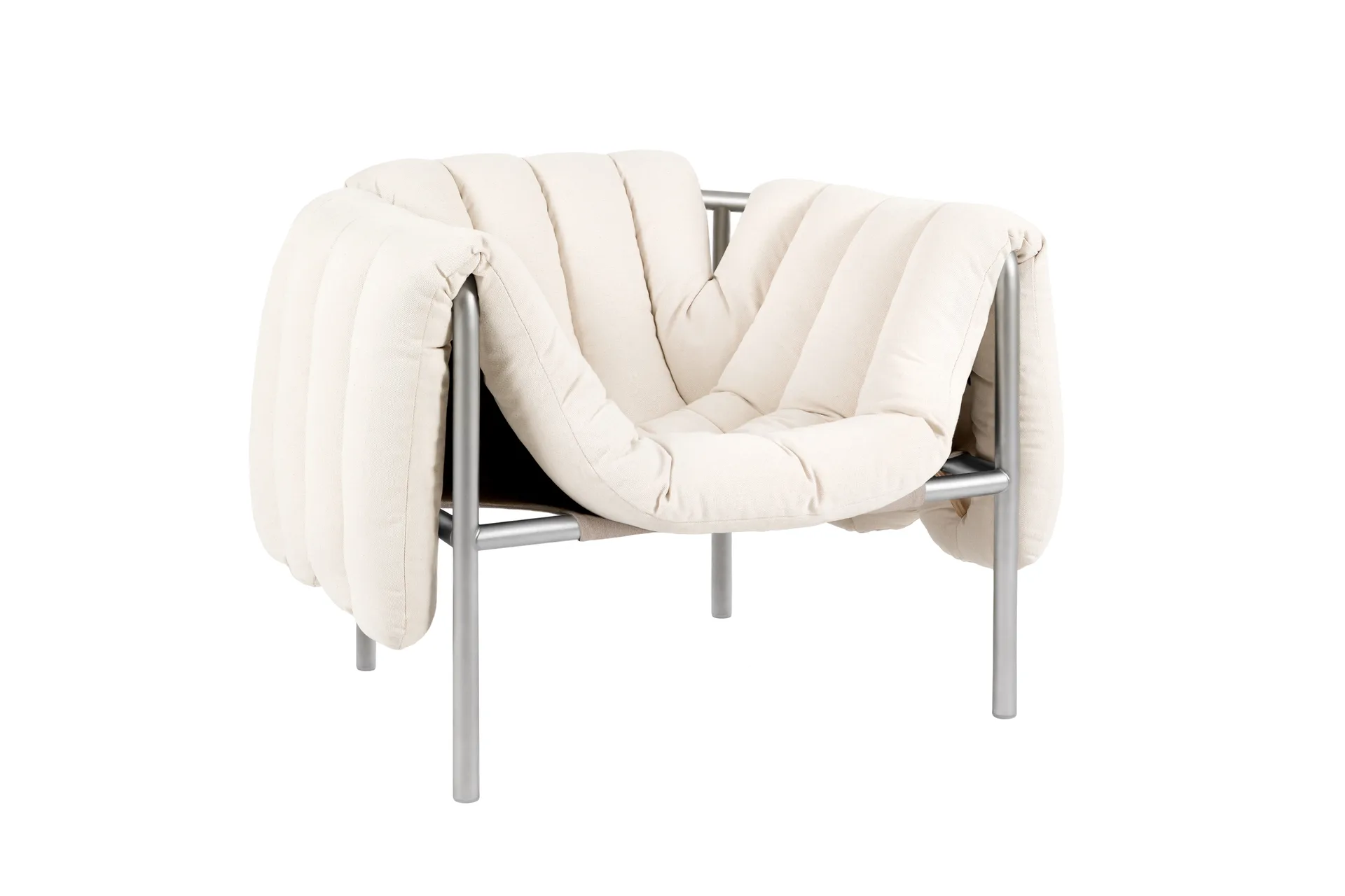 Puffy loungefåtölj, Natural-rostfritt stål Hem