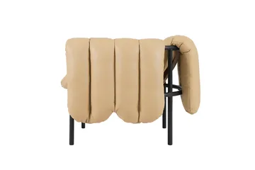 Puffy loungefåtölj - Sand leather-black grey - Hem