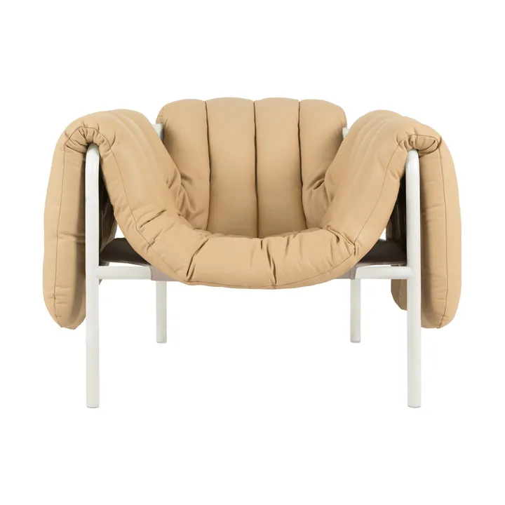 Puffy loungefåtölj - Sand leather-cream - Hem