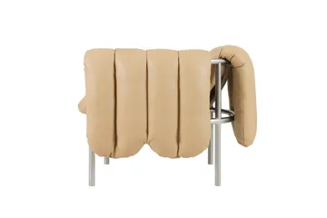 Puffy loungefåtölj - Sand leather-rostfritt stål - Hem
