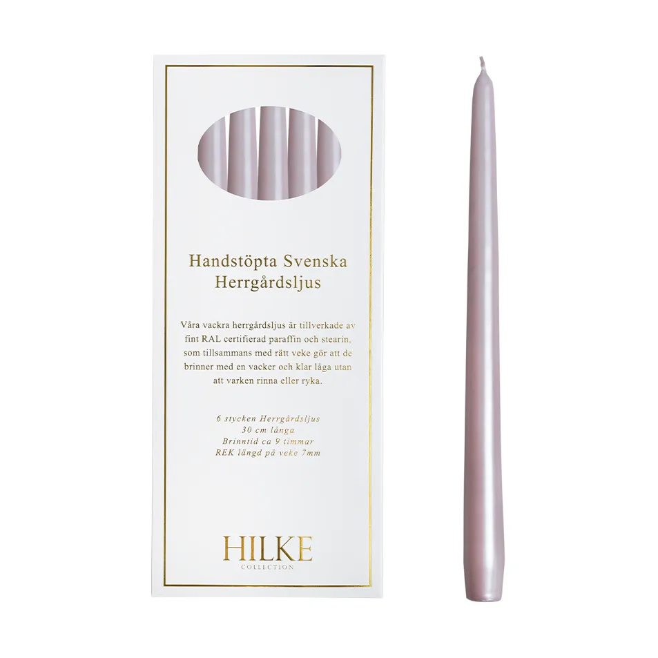 Herrgårdsljus 30 cm 6-pack, Dimrosa Pärla Hilke Collection