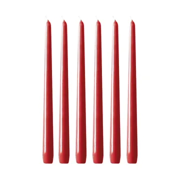 Herrgårdsljus 30 cm 6-pack - Röda glans - Hilke Collection