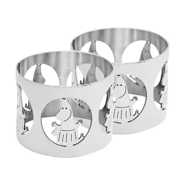 Hilke X Mumin servettring Moominmamma 2-pack - Förnicklad mässing - Hilke Collection