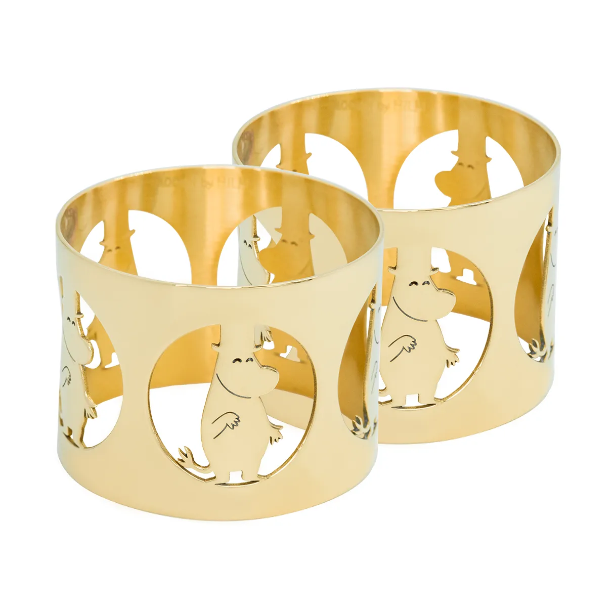 Hilke X Mumin servettring Moominpappa 2-pack, Förnicklad mässing Hilke Collection