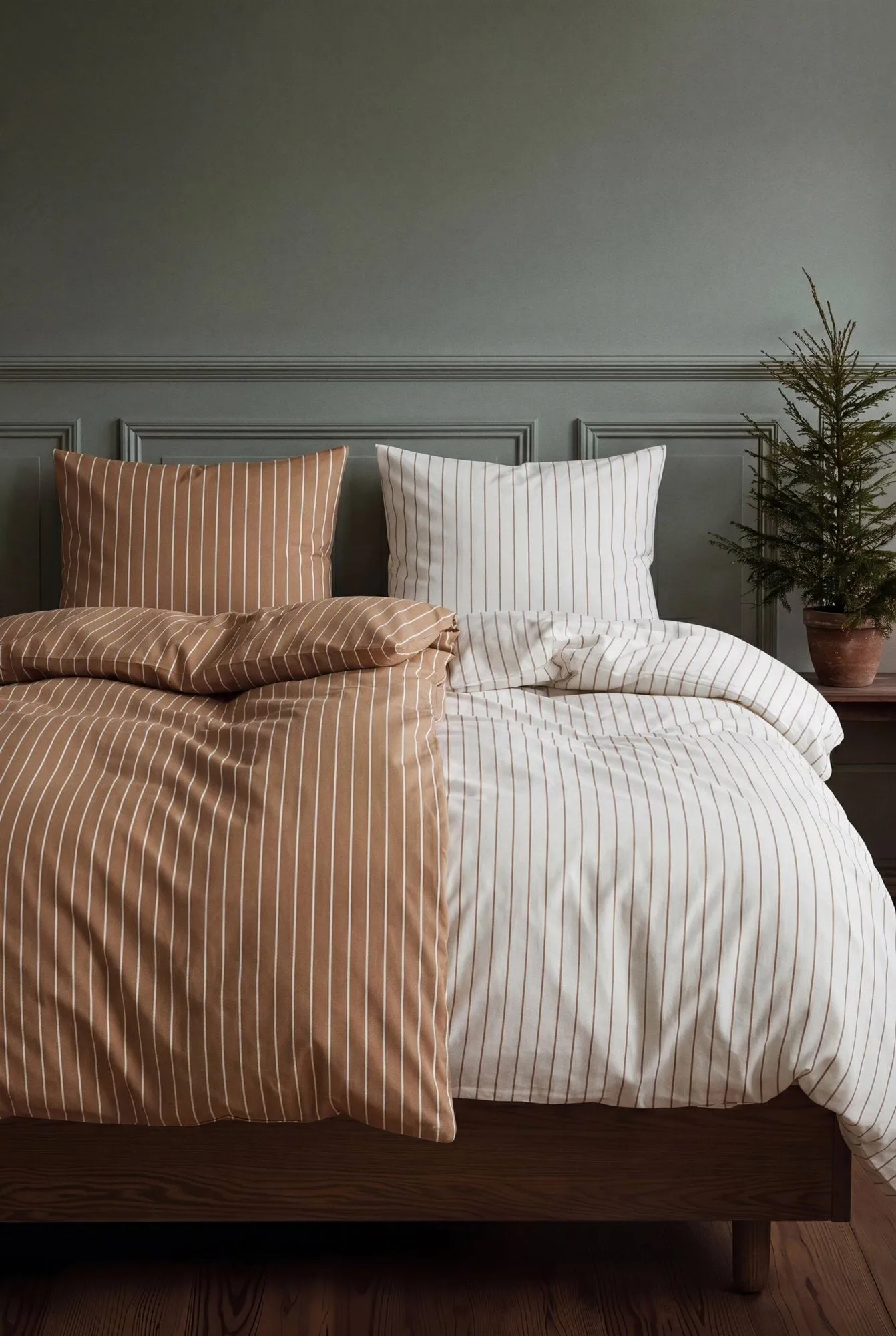 Soft Påslakanset, 150x210/50x60 cm, Offwhite-karamell Juna