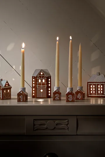 Gingerbread adventsljusstake 4 delar - Brun - Kähler