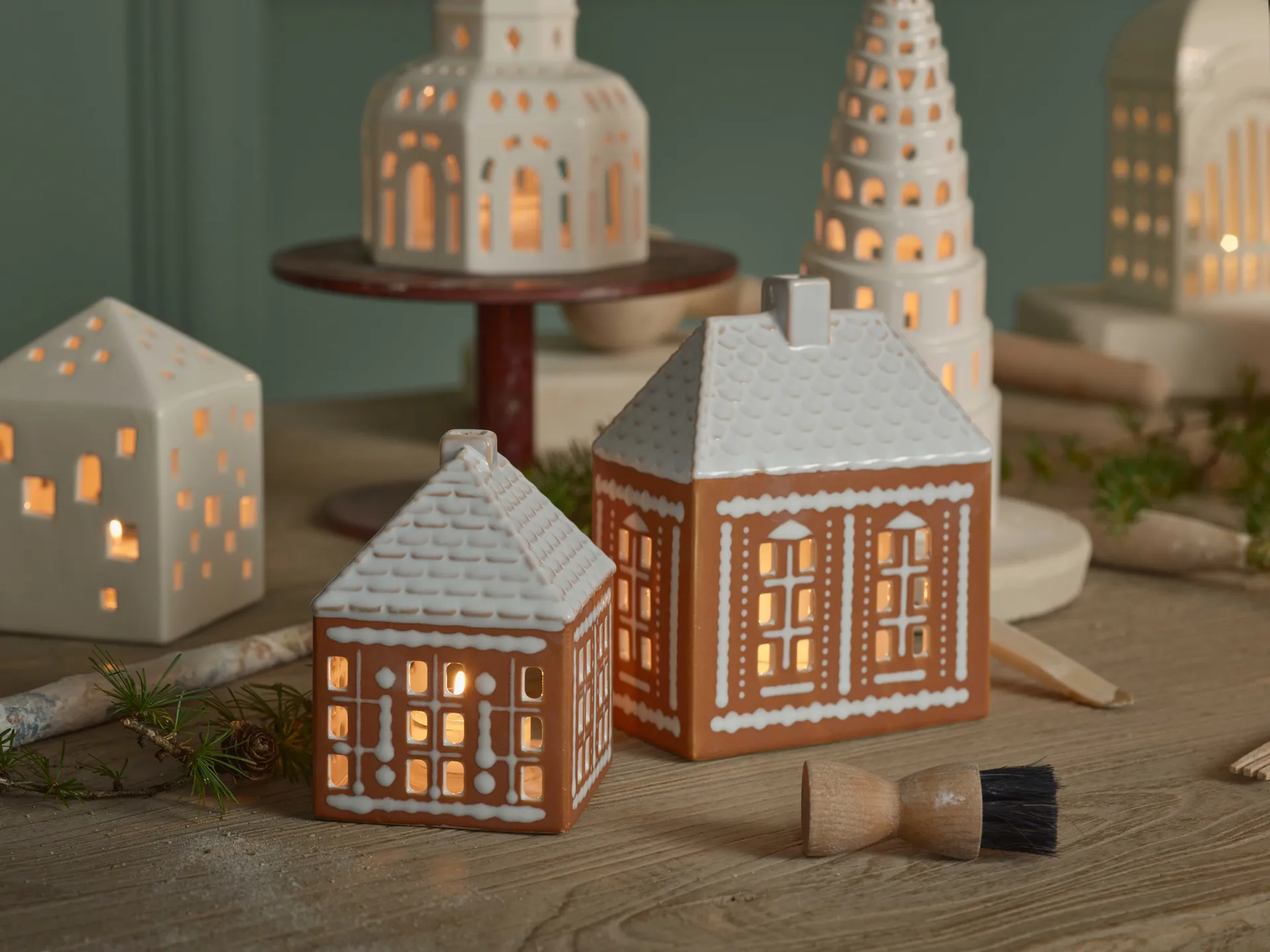 Gingerbread ljushus liten 11 cm, Brun Kähler