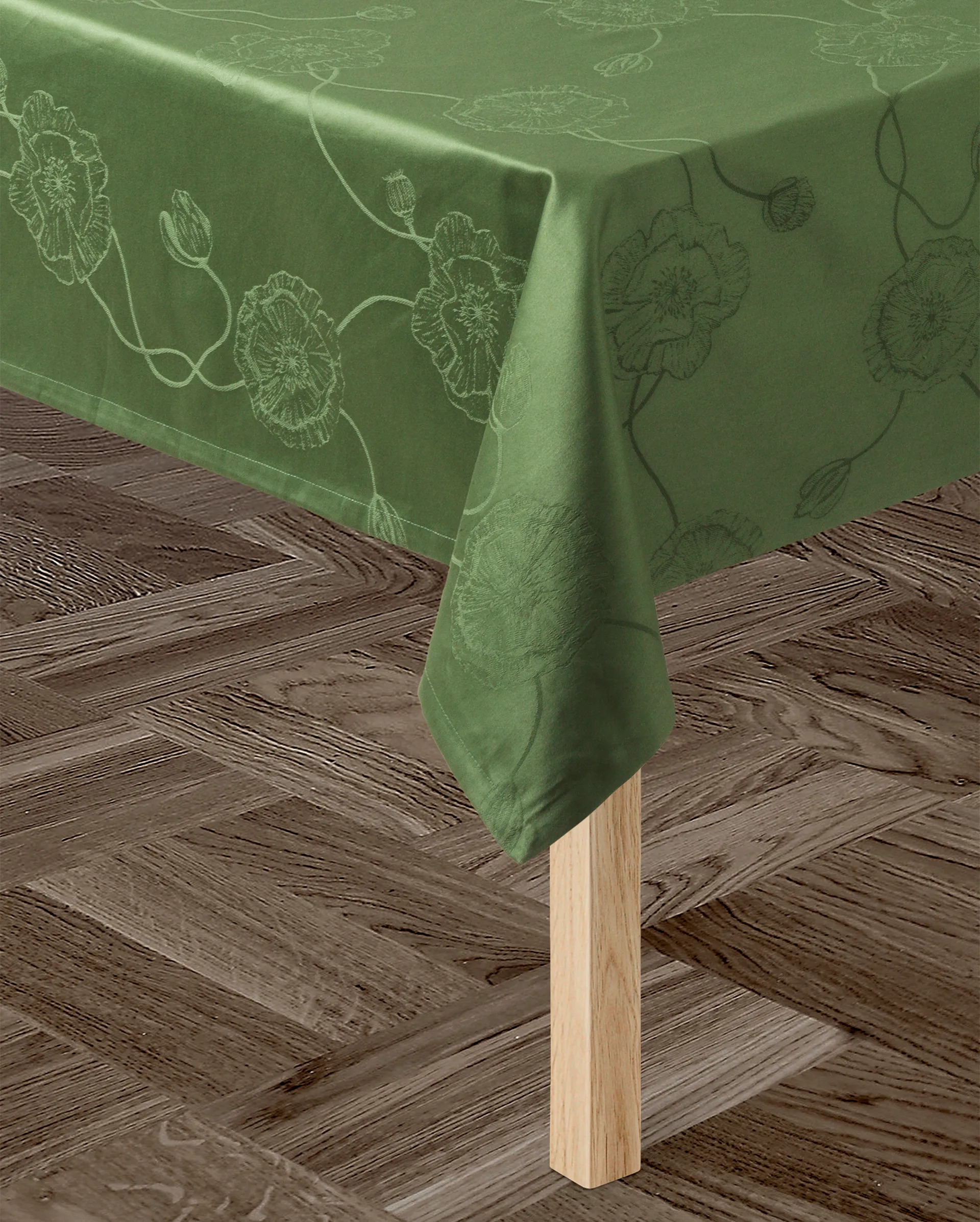 Hammershøi Poppy damastduk grön, 150x320 cm Kähler