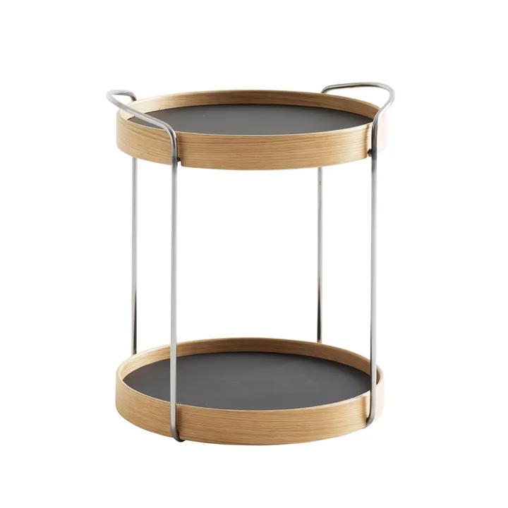 Trayo brickbord Ø40 cm laminat - Svart, kromstativ, ekkant - Karl Andersson & Söner