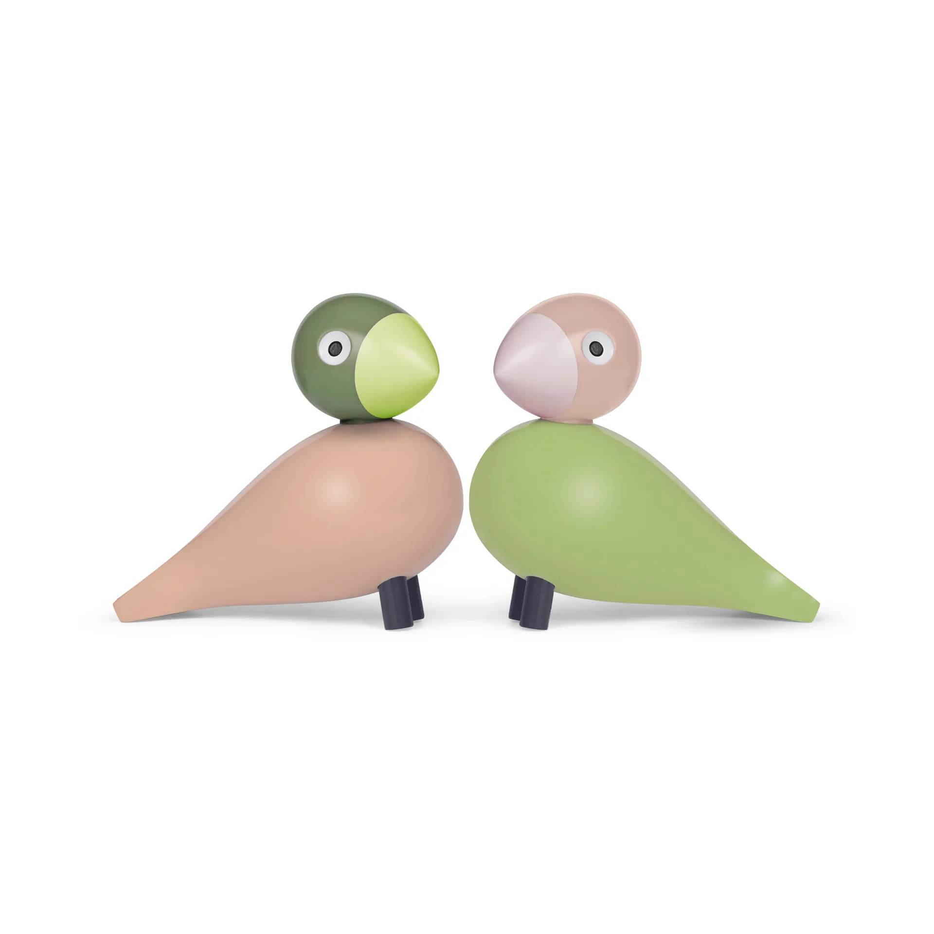 Kay Bojesen träfigur lovebirds set, Ljusgrön-rosa, 9 cm Kay Bojesen Denmark