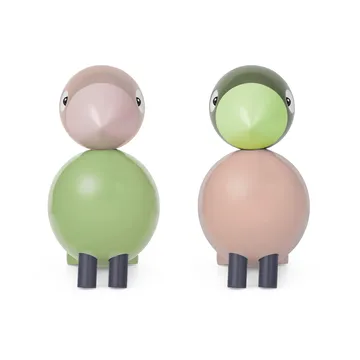 Kay Bojesen träfigur lovebirds set - Ljusgrön-rosa, 9 cm - Kay Bojesen Denmark