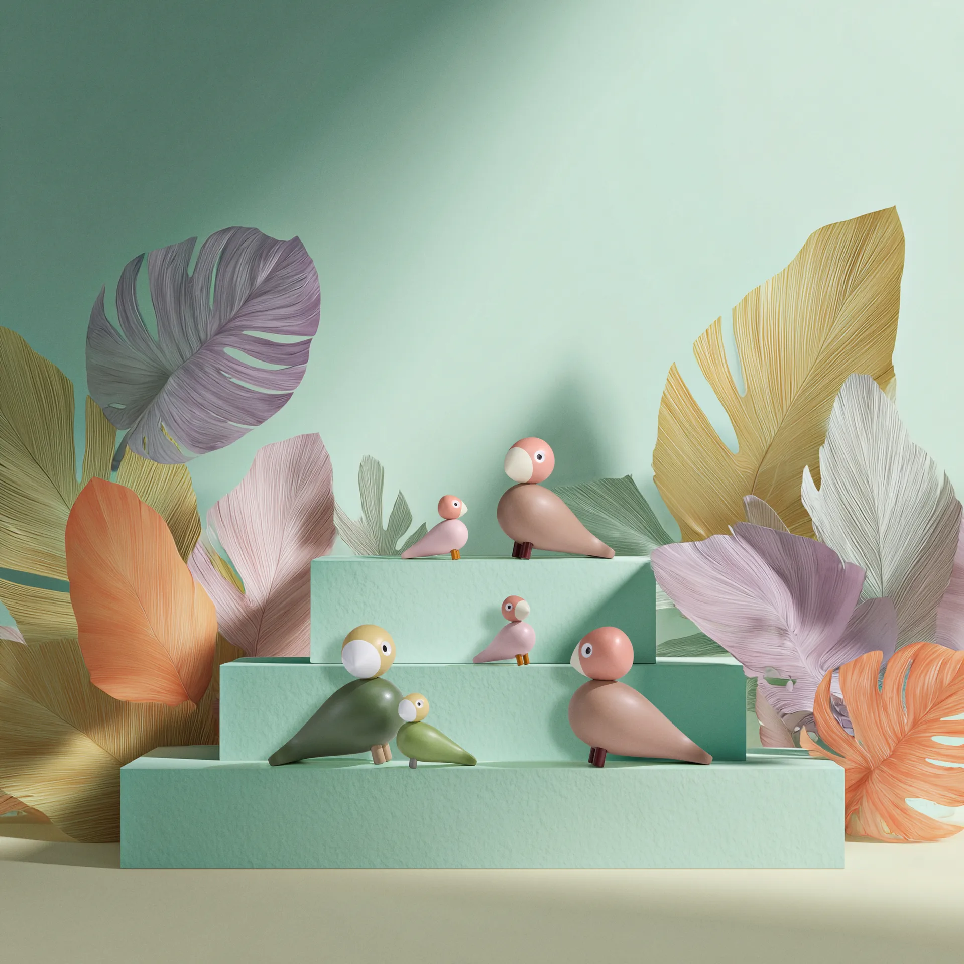 Liv & Lykke lovebirds 1 set, Rosa Kay Bojesen Denmark