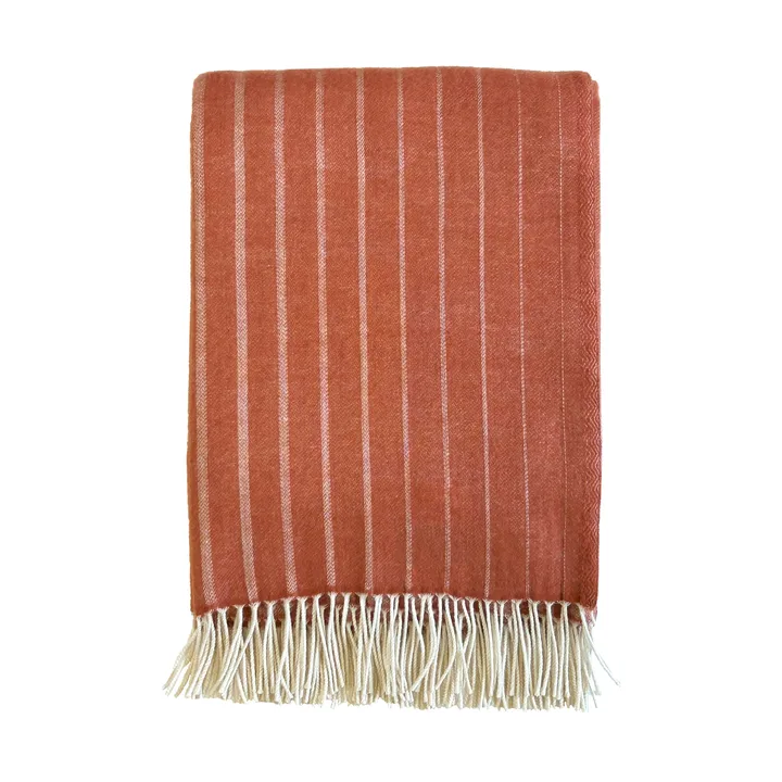 Irregular stripes ullpläd - Rust, 130x200 cm - Klippan Yllefabrik