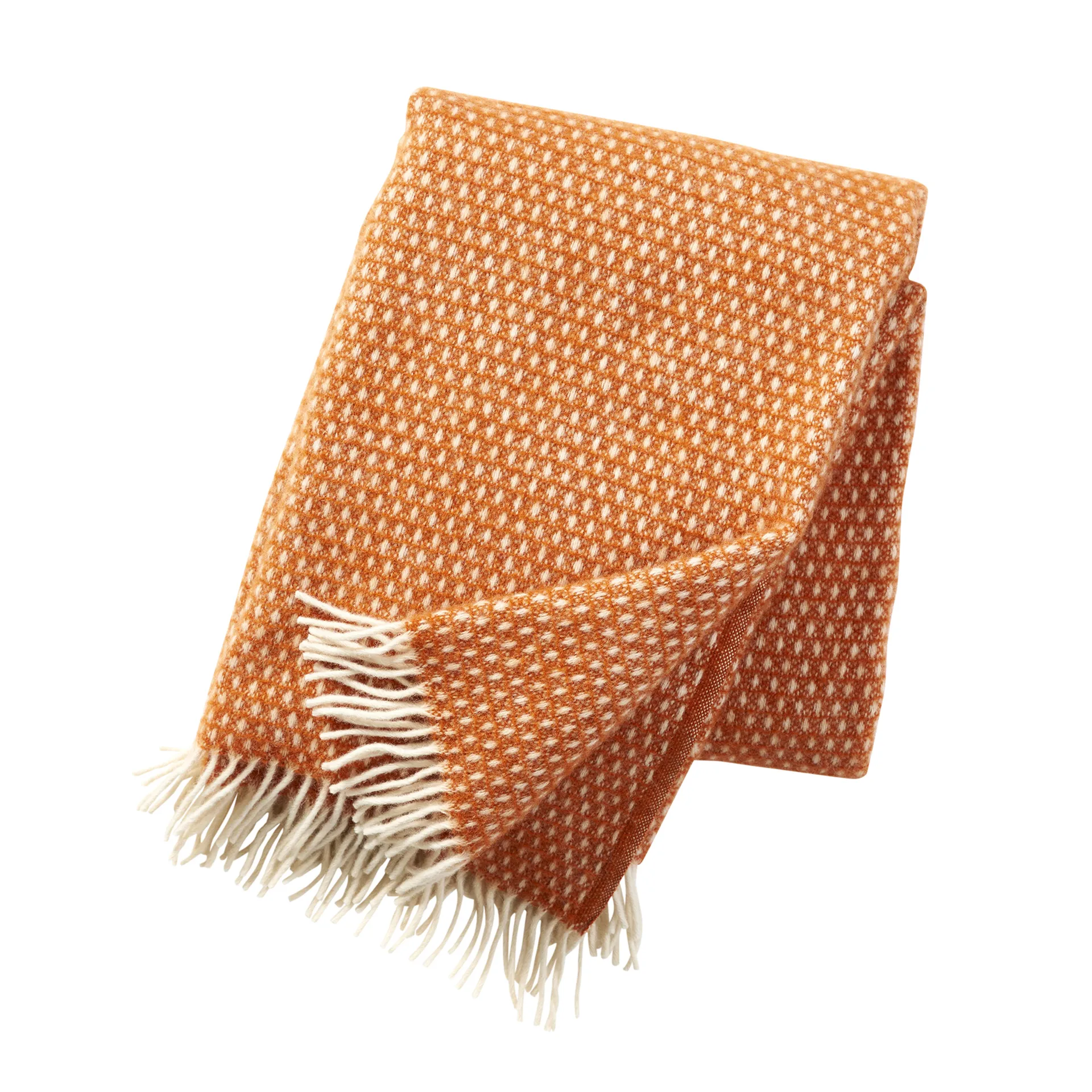 Knut ullpläd, orange Klippan Yllefabrik