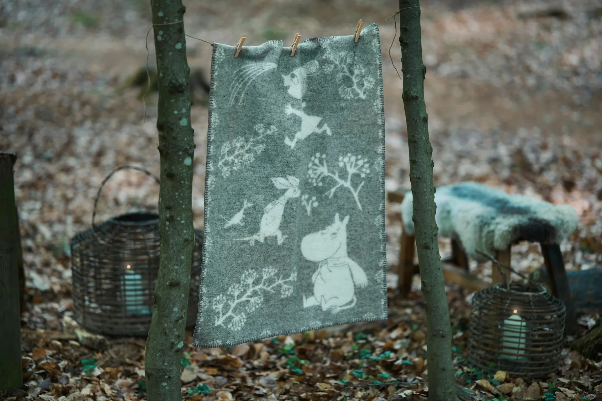 Moomin winterland barnfilt 65x90 cm, Grey Klippan Yllefabrik