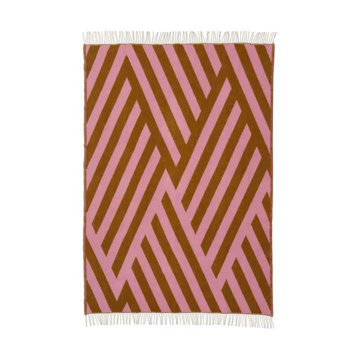 Tangent ullpläd 130x200 cm - Pink-carmel - Klippan Yllefabrik