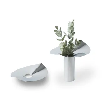 Löv vas-ljushållare - Rostfritt stål, 22.5 cm - KLONG
