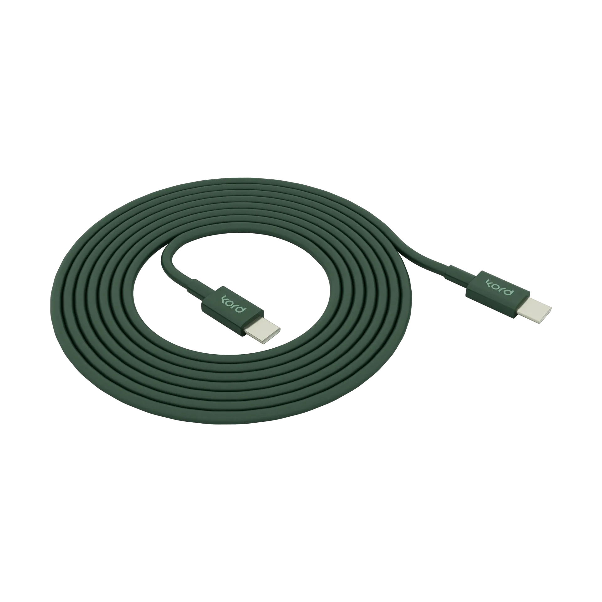 Kord USB-C till USB-C laddningskabel 1,8 m, Dark Green Kord