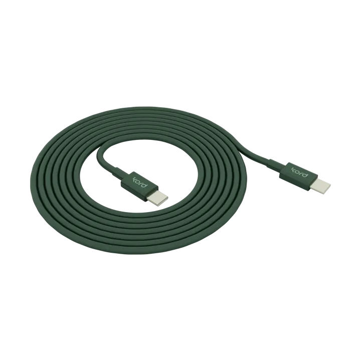 Kord USB-C till USB-C laddningskabel 1,8 m - Dark Green - Kord